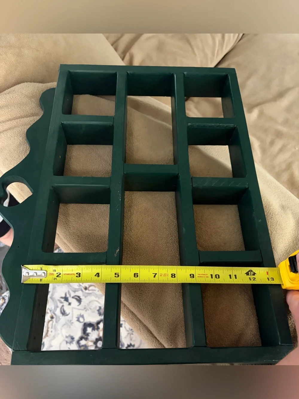 Green Wooden Heart Trinket shelf Wall Display Shelf